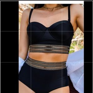 2 piece black bathing suit